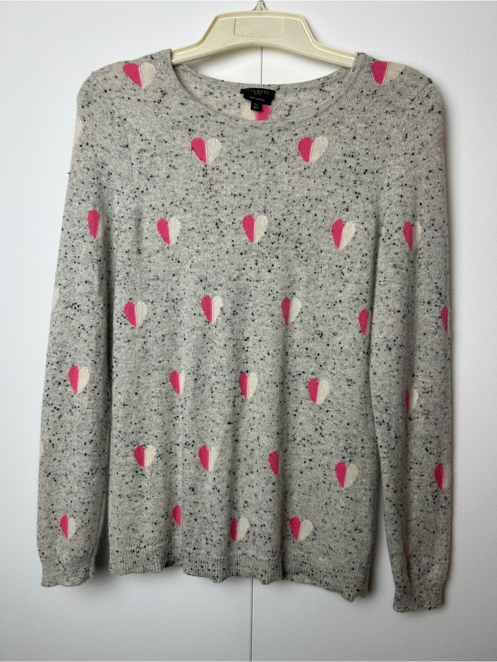Talbots Petite Pink Heart 100% Cashmere Sweater